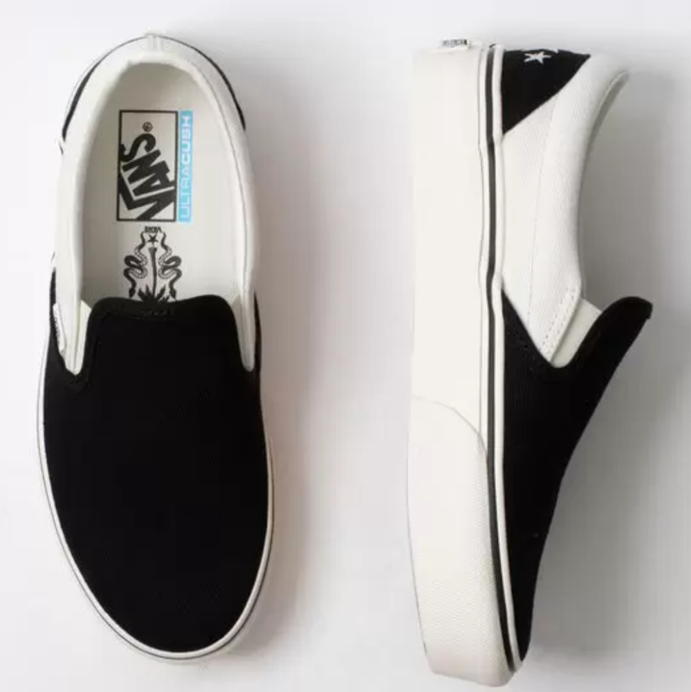 Vans Slip On Platform Black And White Womens Shoes